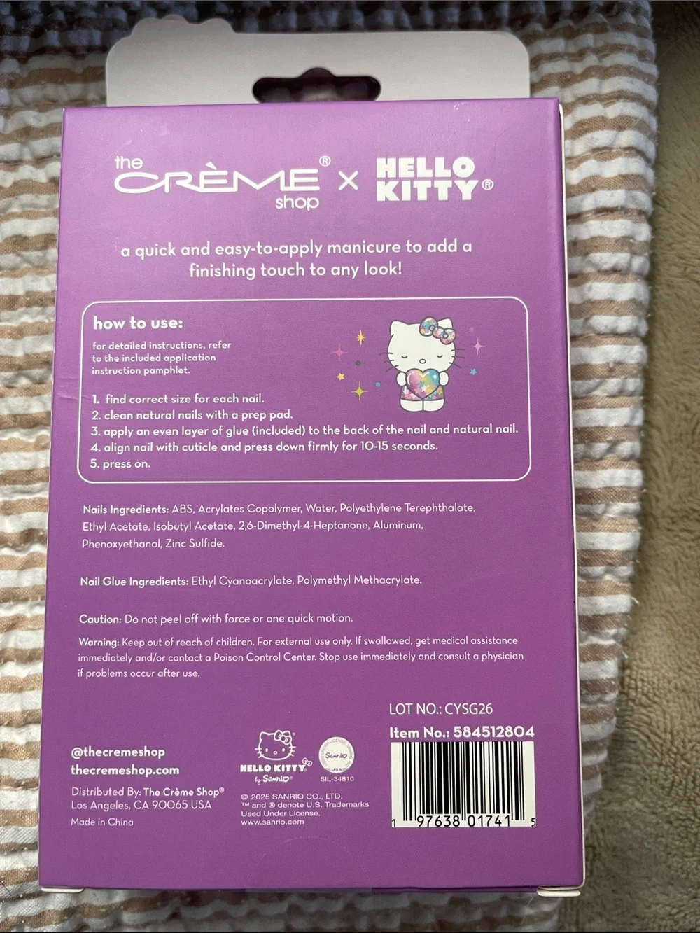 The Crème Shop x Hello Kitty Purple Press-On Nails - Almond Set of 28